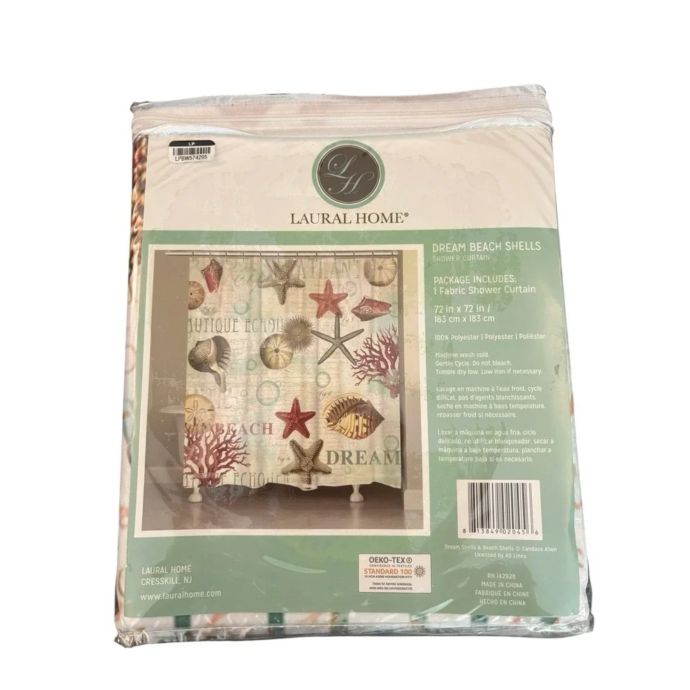 Laural Home Dream Beach Shells Shower Curtain - 72